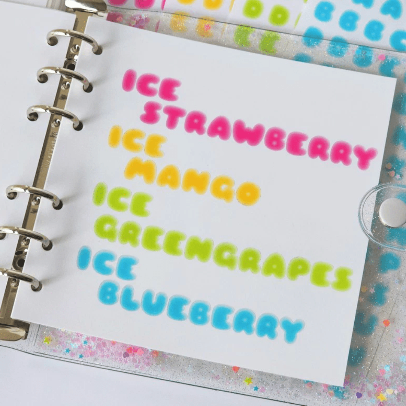 [PT05] Polticker 'Ice Fruits ver.1' Alphabet Sticker Sheets (options) - Polticker_PT05S1 - Pink_korean_sticker_stationery