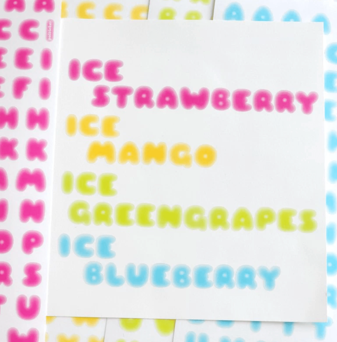 [PT05] Polticker 'Ice Fruits ver.1' Alphabet Sticker Sheets (options) - Polticker_PT05S1 - Pink_korean_sticker_stationery
