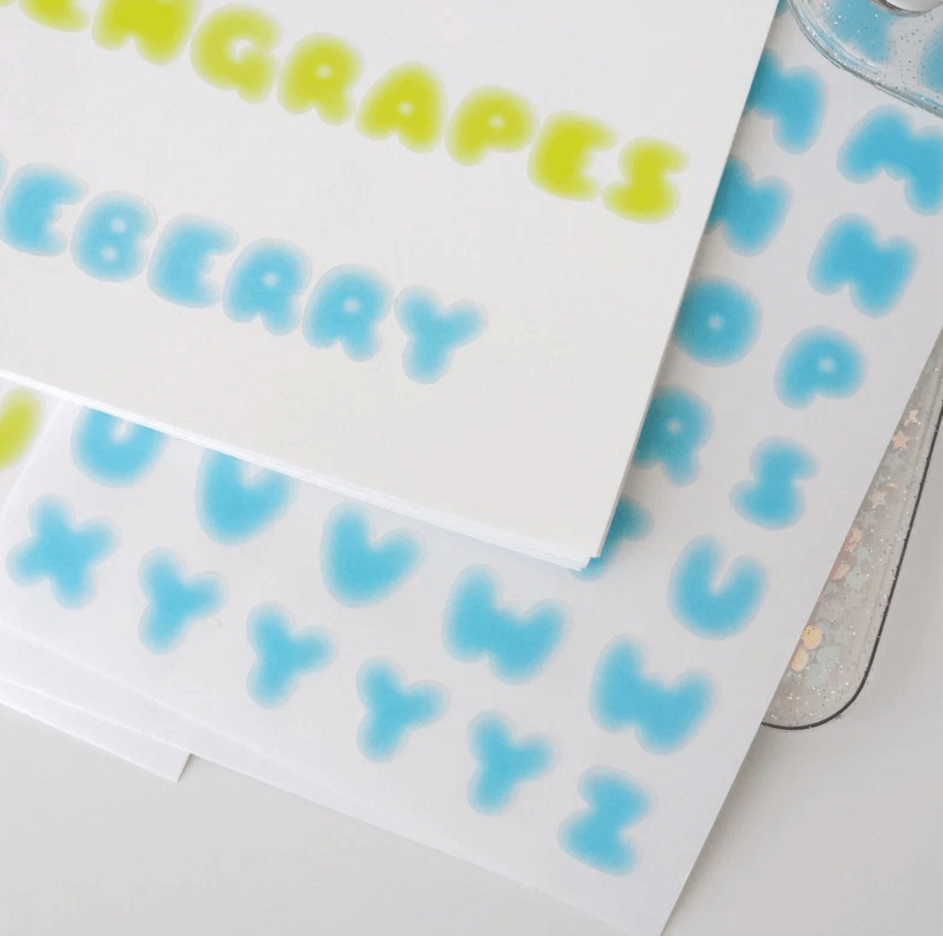 [PT05] Polticker 'Ice Fruits ver.1' Alphabet Sticker Sheets (options) - Polticker_PT05S3 - Blue_korean_sticker_stationery
