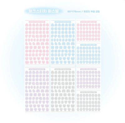 [PT06] Polticker 'Pastel Plaid Stitch Alphabet Sticker Sheets (options) - Polticker_PT06S1 - Pink_korean_sticker_stationery