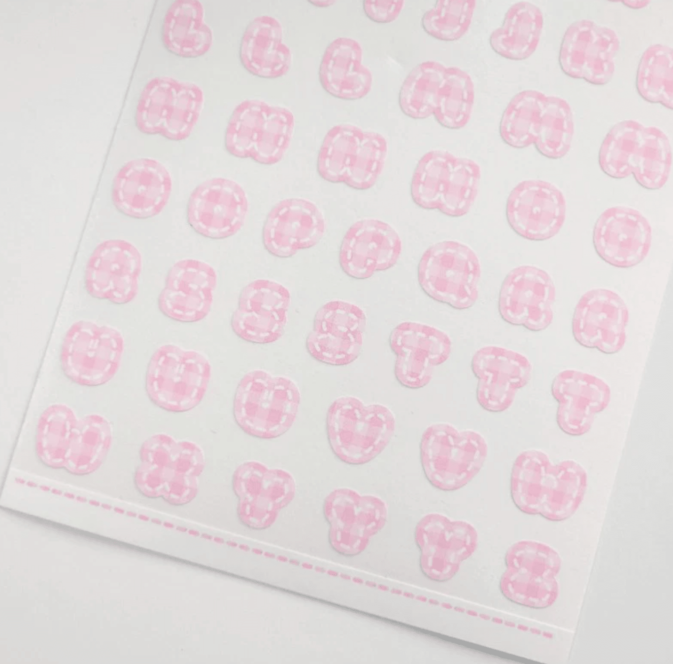 [PT06] Polticker 'Pastel Plaid Stitch Alphabet Sticker Sheets (options) - Polticker_PT06S1 - Pink_korean_sticker_stationery