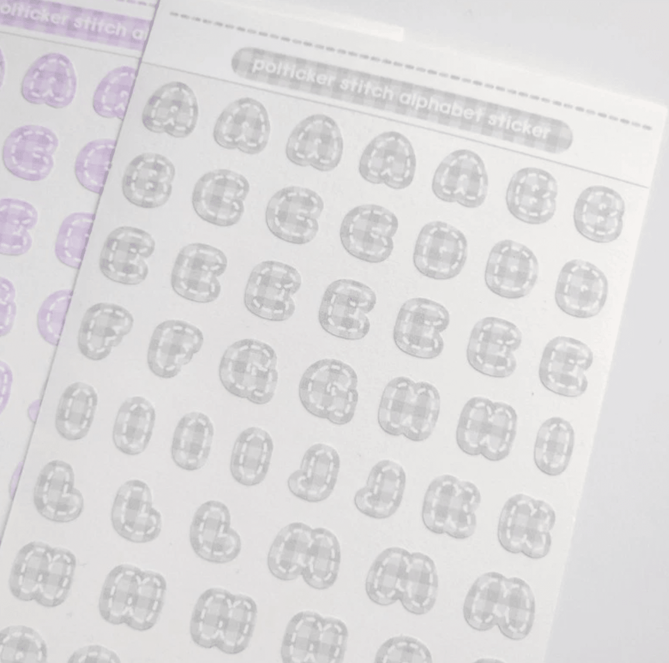 [PT06] Polticker 'Pastel Plaid Stitch Alphabet Sticker Sheets (options) - Polticker_PT06S1 - Pink_korean_sticker_stationery