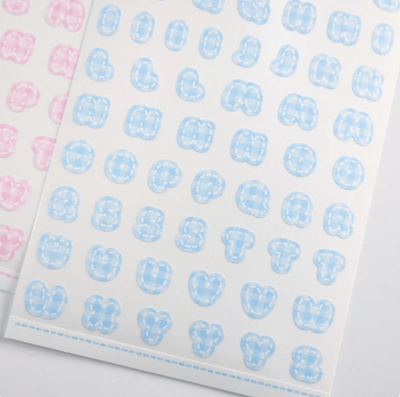 [PT06] Polticker 'Pastel Plaid Stitch Alphabet Sticker Sheets (options) - Polticker_PT06S1 - Pink_korean_sticker_stationery