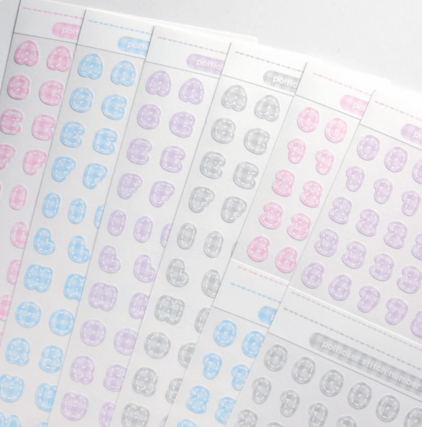 [PT06] Polticker 'Pastel Plaid Stitch Alphabet Sticker Sheets (options) - Polticker_PT06S1 - Pink_korean_sticker_stationery