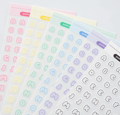 [PT07] Polticker 'Pastel Stitch' Alphabet Sticker Sheets (options) - Polticker_PT07S1 - Red_korean_sticker_stationery