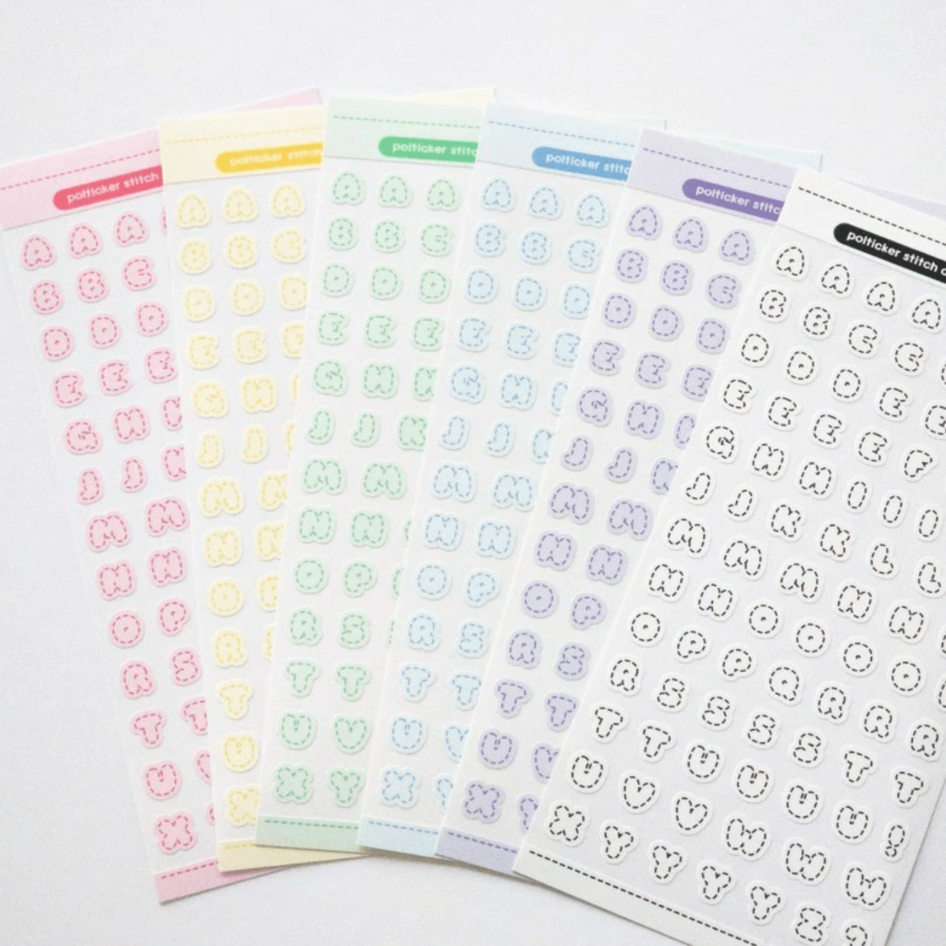 [PT07] Polticker 'Pastel Stitch' Alphabet Sticker Sheets (options) - Polticker_PT07S1 - Red_korean_sticker_stationery