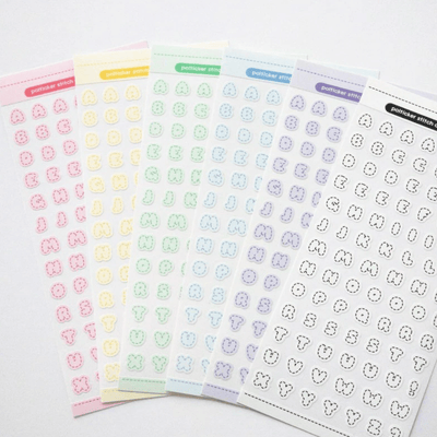 [PT07] Polticker 'Pastel Stitch' Alphabet Sticker Sheets (options) - Polticker_PT07S1 - Red_korean_sticker_stationery