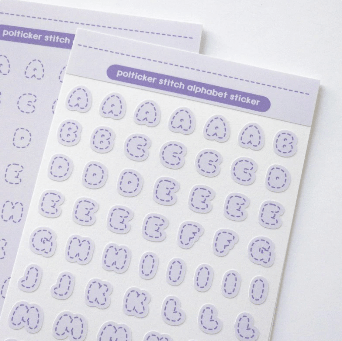 [PT07] Polticker 'Pastel Stitch' Alphabet Sticker Sheets (options) - Polticker_PT07S5 - Purple_korean_sticker_stationery