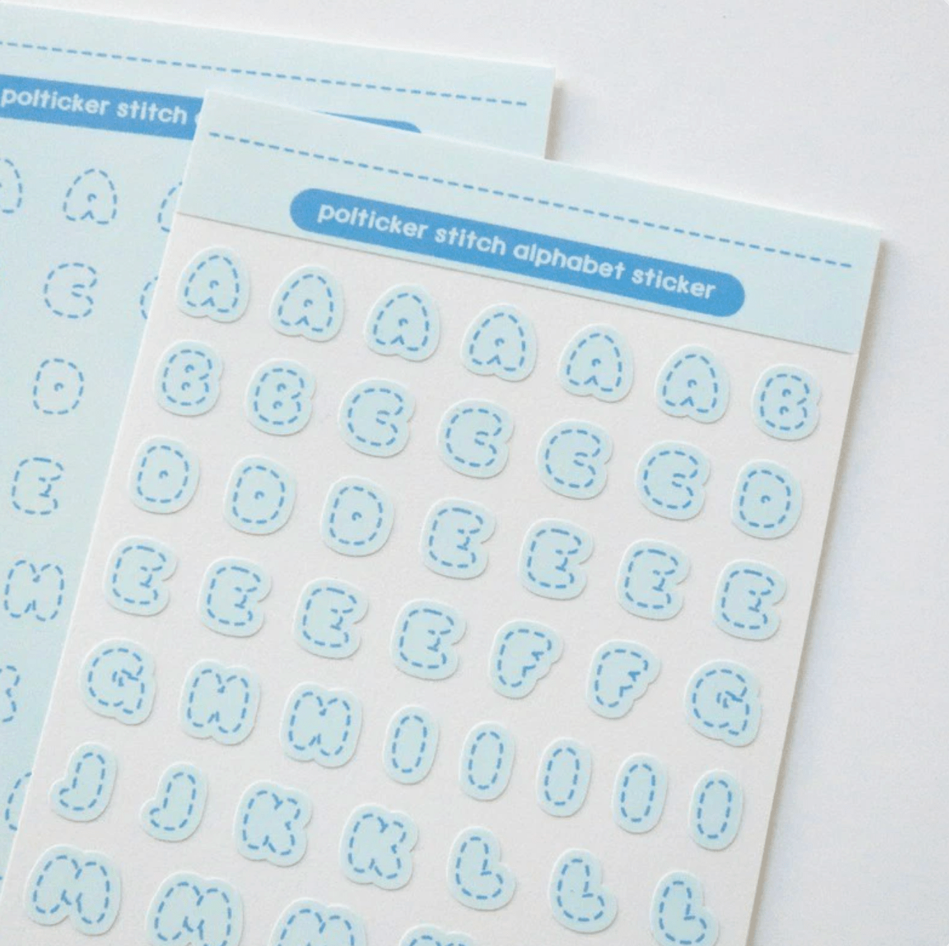 [PT07] Polticker 'Pastel Stitch' Alphabet Sticker Sheets (options) - Polticker_PT07S4 - Blue_korean_sticker_stationery