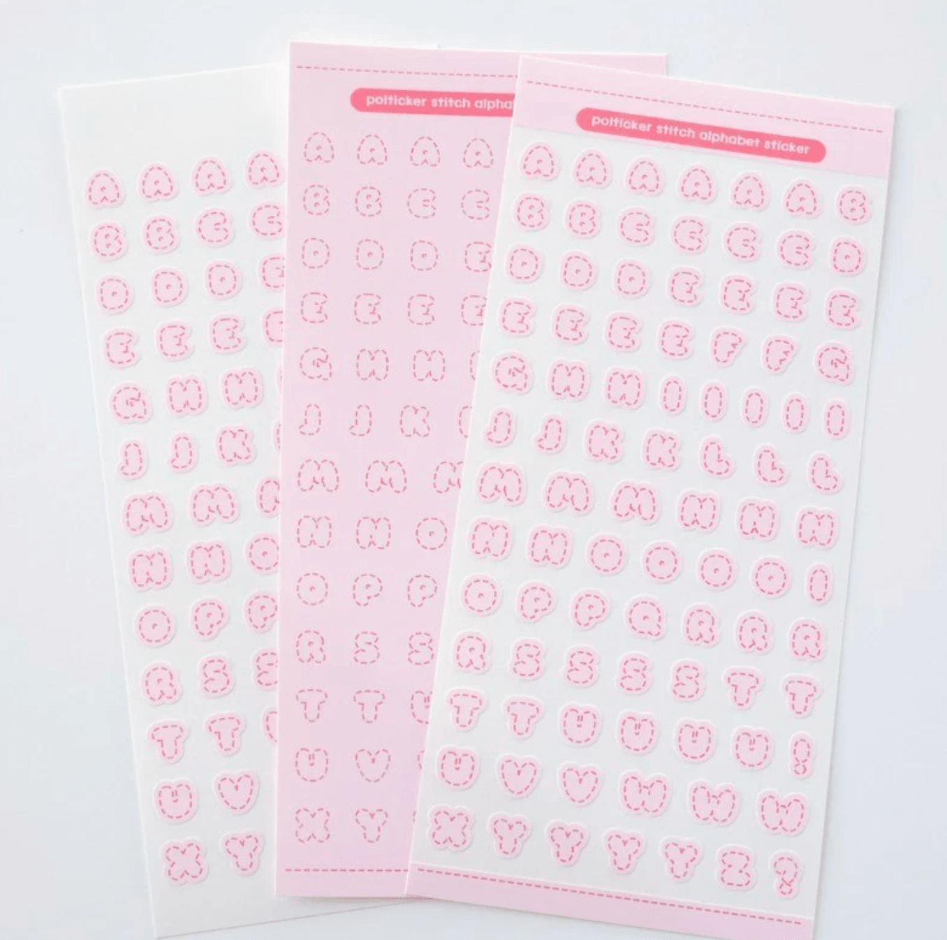 [PT07] Polticker 'Pastel Stitch' Alphabet Sticker Sheets (options) - Polticker_PT07S1 - Red_korean_sticker_stationery
