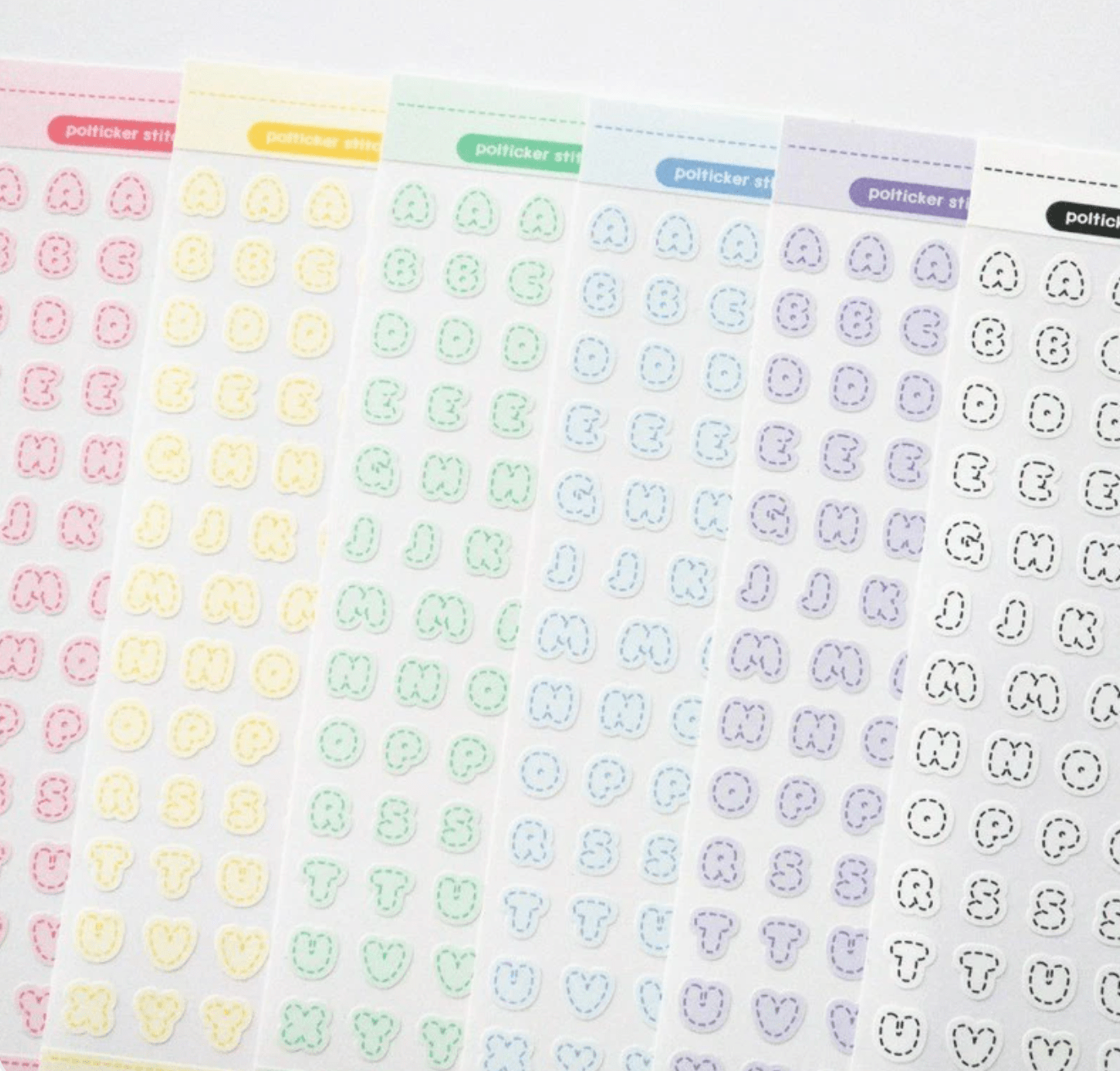 [PT07] Polticker 'Pastel Stitch' Alphabet Sticker Sheets (options) - Polticker_PT07S1 - Red_korean_sticker_stationery