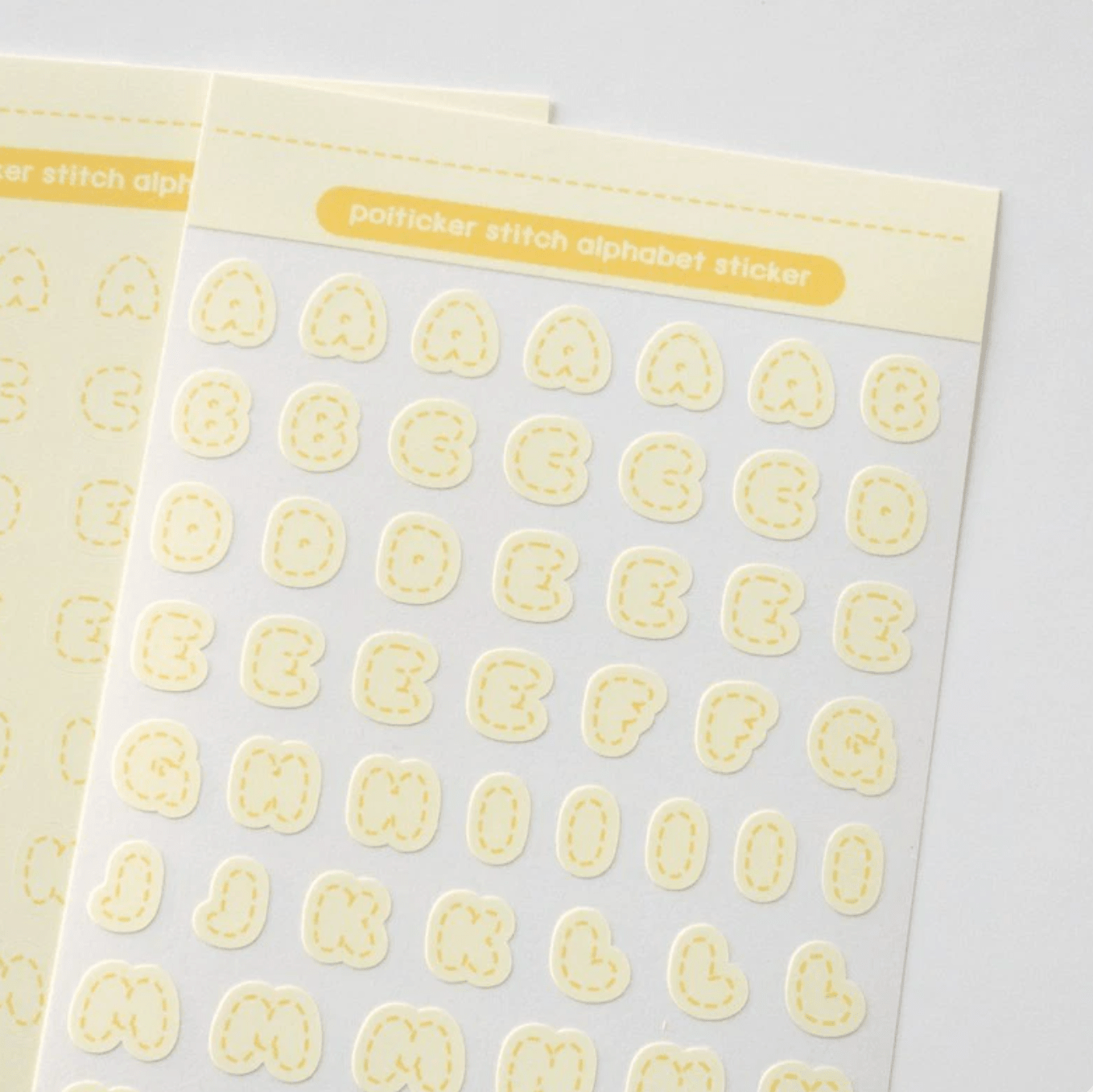 [PT07] Polticker 'Pastel Stitch' Alphabet Sticker Sheets (options) - Polticker_PT07S2 - Yellow_korean_sticker_stationery