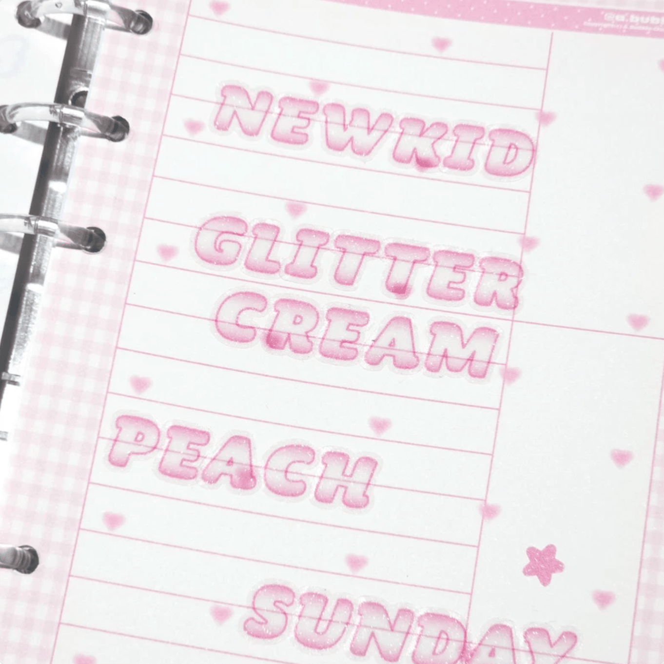 [PT09] Polticker 'New Kid Cream Alphabet' Sugar Glitter Kisscut Masking Tape (options) - Polticker_PT09S1 - Pink_korean_sticker_stationery