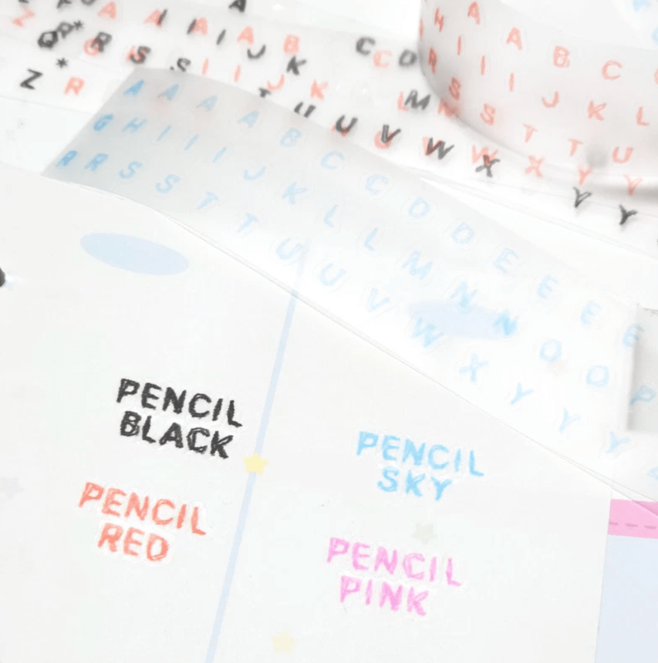 [PT10] Polticker 'Handwritten Alphabet' Kisscut Masking Tape (options) - Polticker_PT10S1 - Black & Red_korean_sticker_stationery