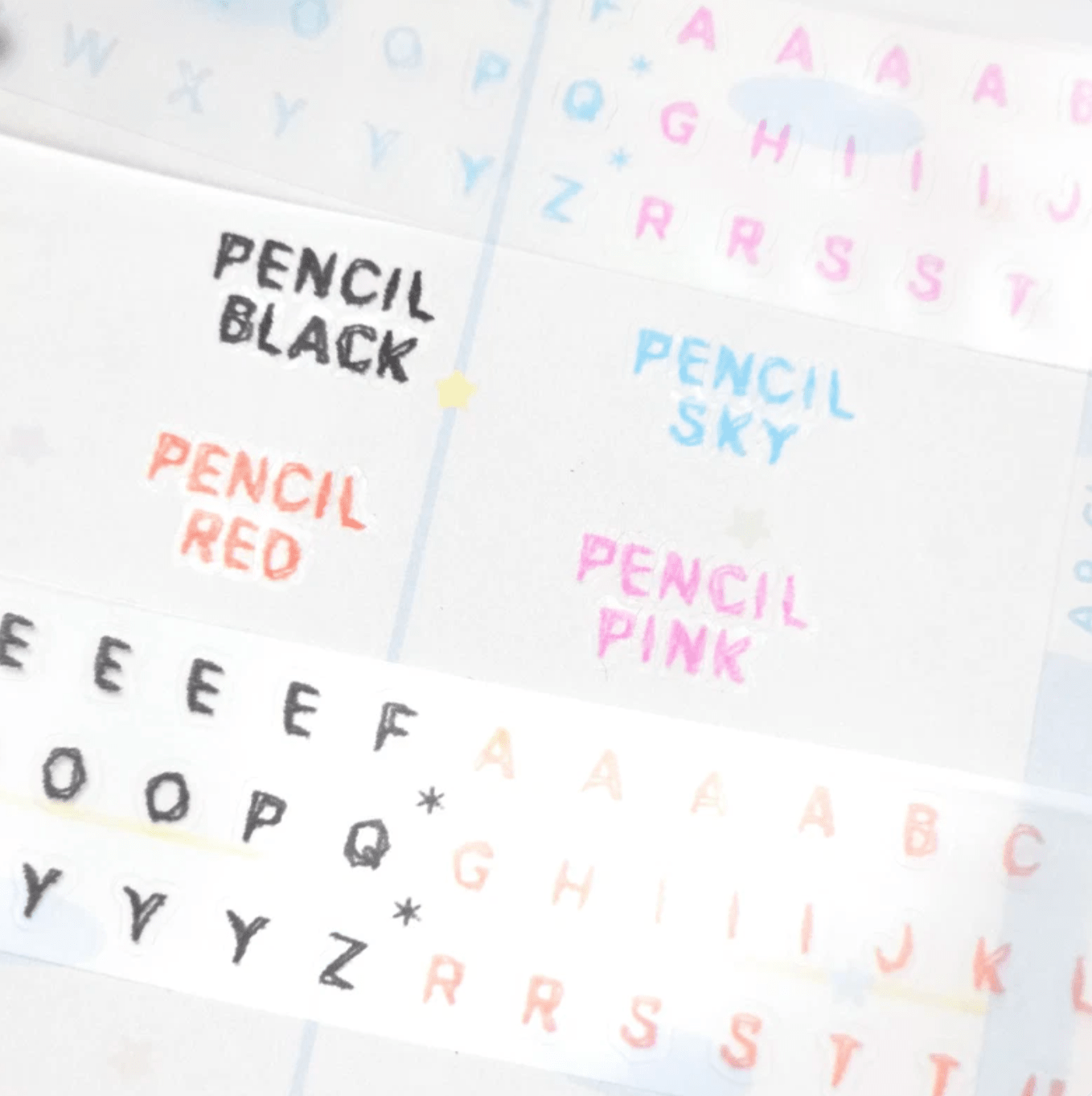 [PT10] Polticker 'Handwritten Alphabet' Kisscut Masking Tape (options) - Polticker_PT10S1 - Black & Red_korean_sticker_stationery