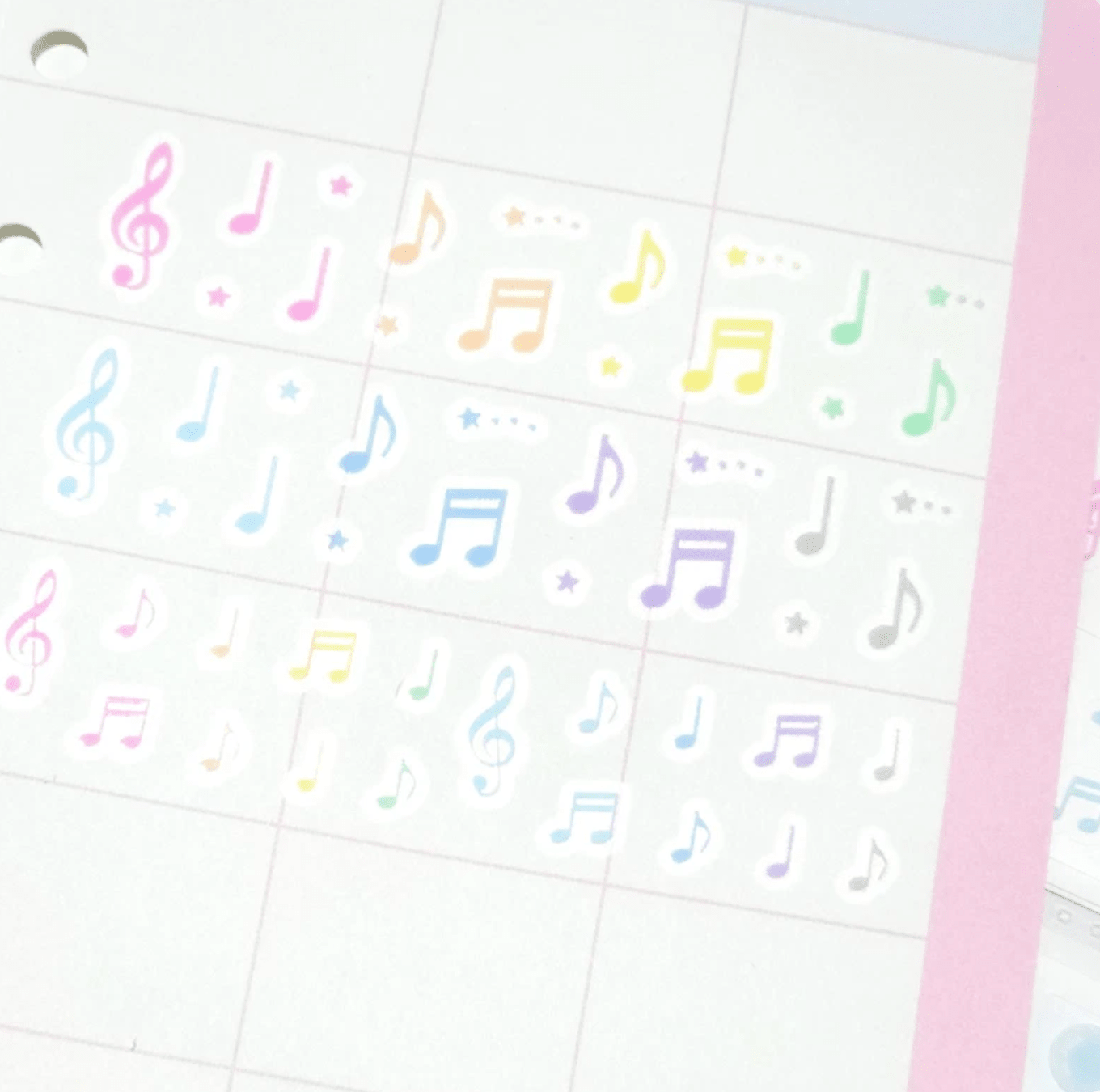 [PT12] Polticker 'Emobossed Pastel Music Notes' Kisscut Masking Tape - Polticker__korean_sticker_stationery