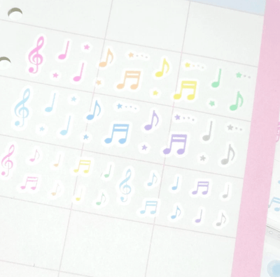 [PT12] Polticker 'Emobossed Pastel Music Notes' Kisscut Masking Tape - Polticker__korean_sticker_stationery