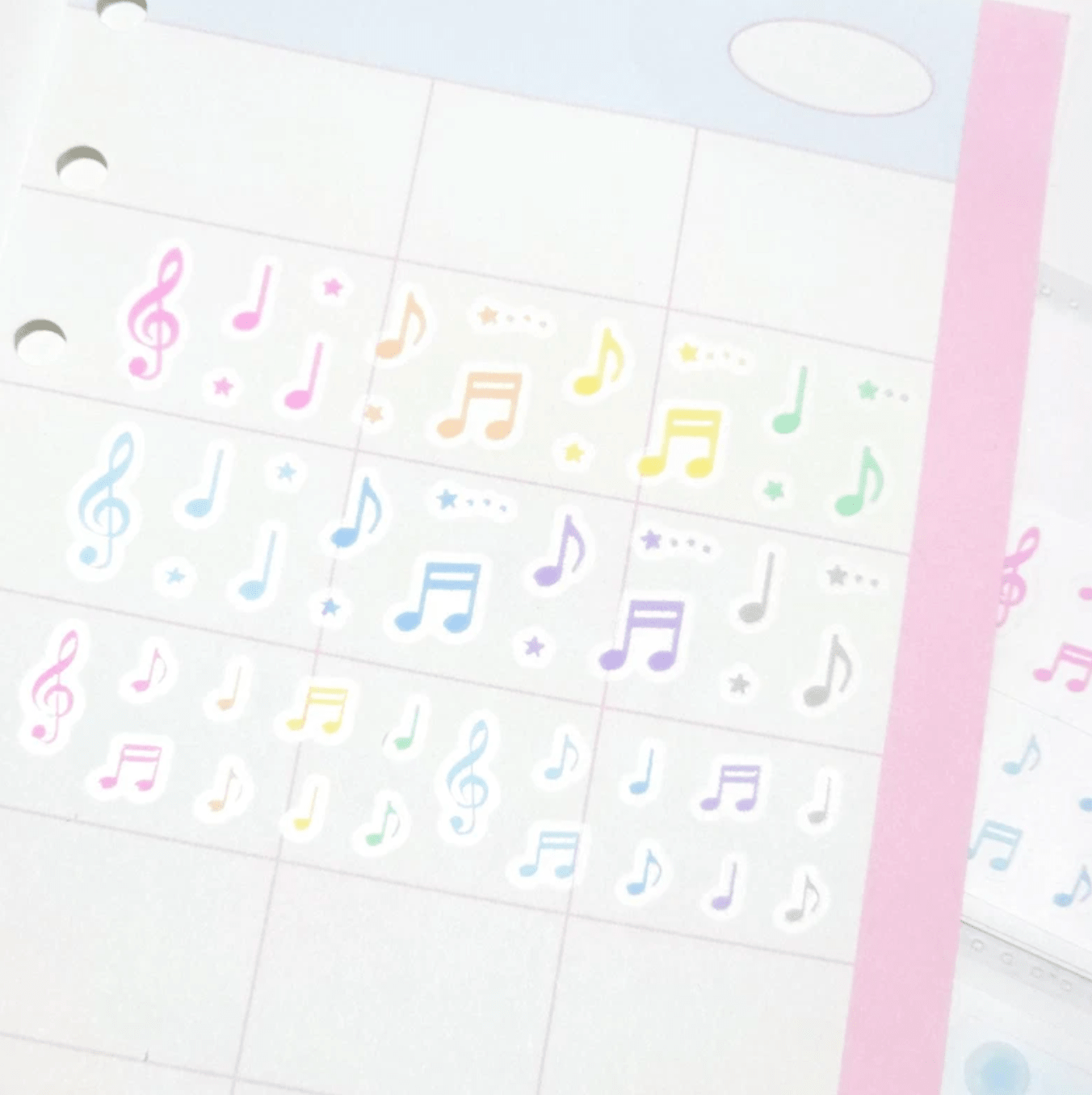 [PT12] Polticker 'Emobossed Pastel Music Notes' Kisscut Masking Tape - Polticker__korean_sticker_stationery