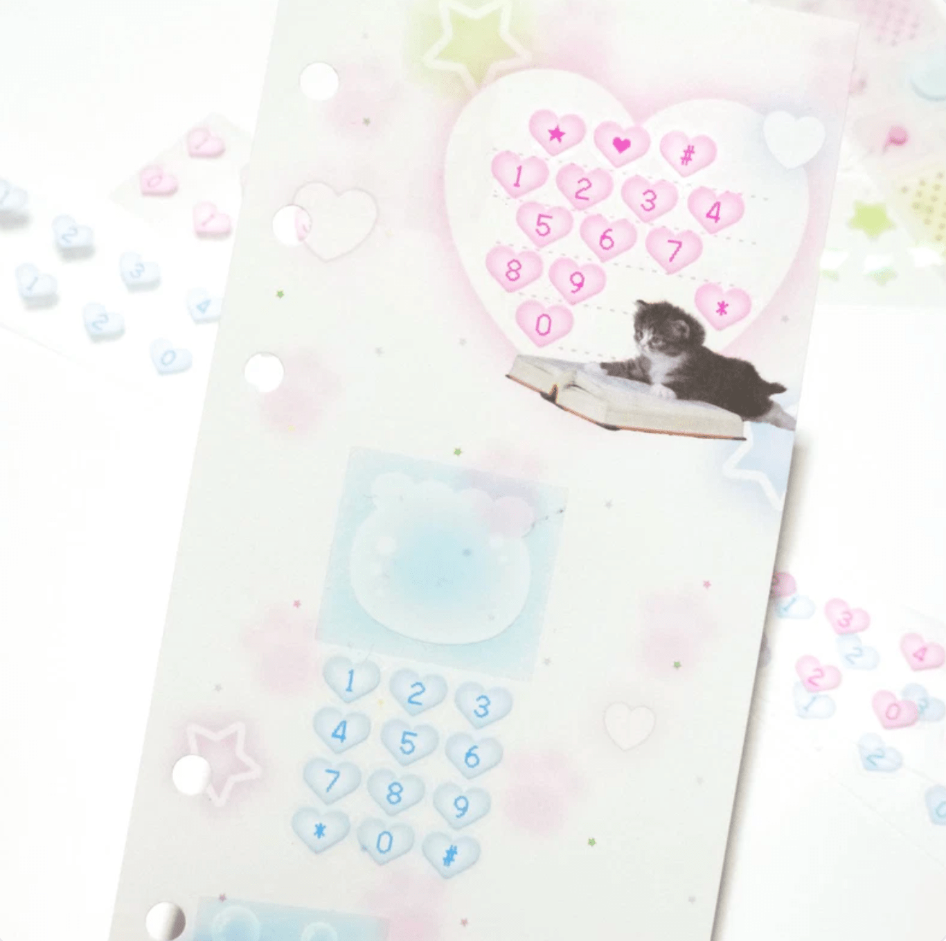 [PT14] Polticker 'Embossed Hear Number Buttons' Kisscut Masking Tape - Polticker__korean_sticker_stationery