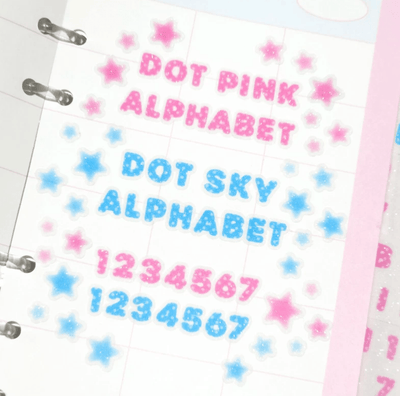 [PT16] Polticker 'Dotted Glitter Alphabet' Sugar Glitter Kisscut Masking Tape (options) - Polticker_PT16S1 - Pink_korean_sticker_stationery
