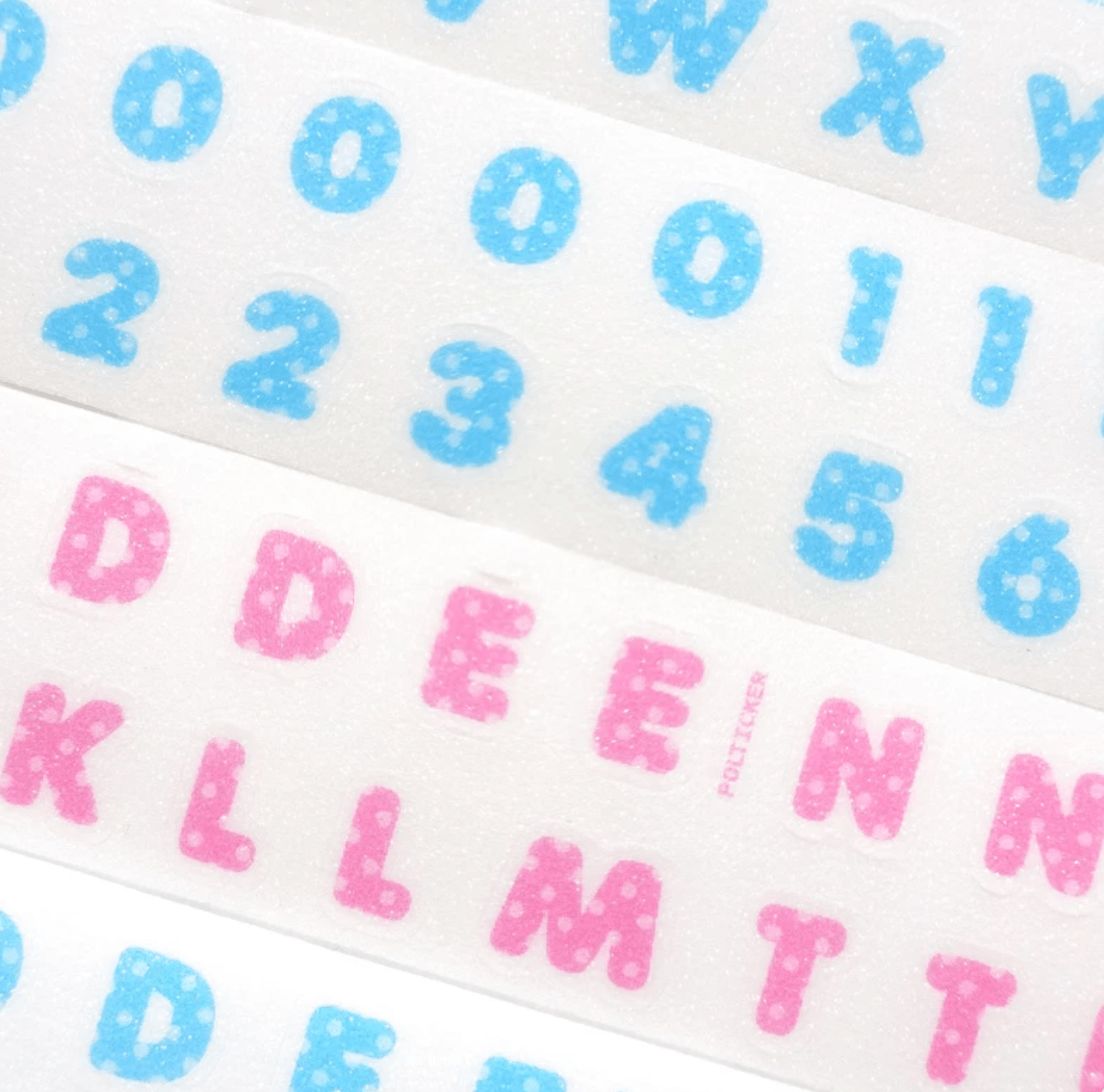 [PT16] Polticker 'Dotted Glitter Alphabet' Sugar Glitter Kisscut Masking Tape (options) - Polticker_PT16S1 - Pink_korean_sticker_stationery