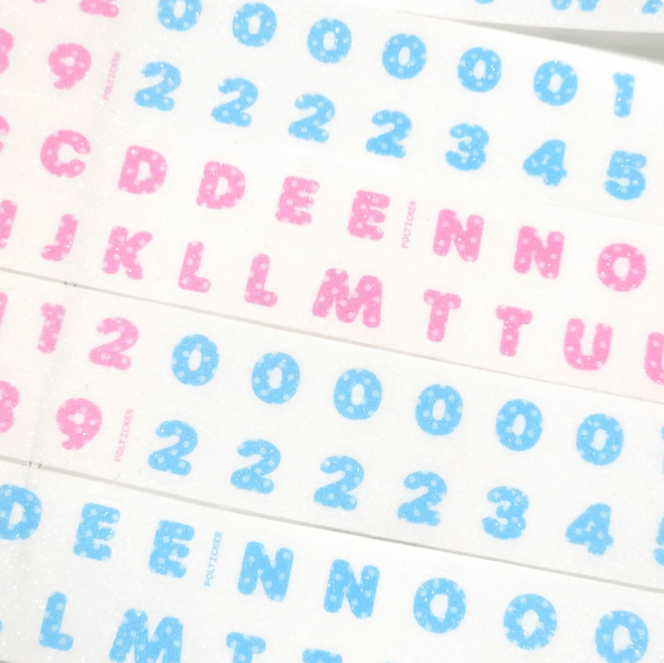 [PT16] Polticker 'Dotted Glitter Alphabet' Sugar Glitter Kisscut Masking Tape (options) - Polticker_PT16S1 - Pink_korean_sticker_stationery