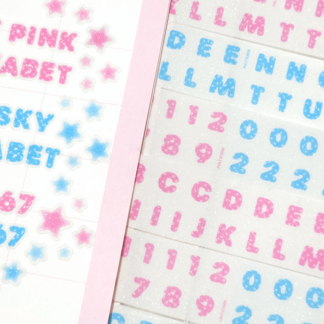 [PT16] Polticker 'Dotted Glitter Alphabet' Sugar Glitter Kisscut Masking Tape (options) - Polticker_PT16S1 - Pink_korean_sticker_stationery