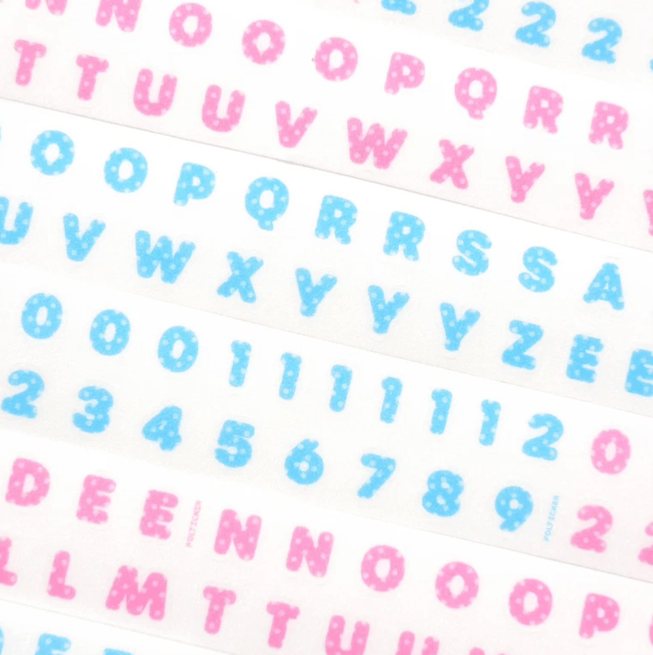 [PT16] Polticker 'Dotted Glitter Alphabet' Sugar Glitter Kisscut Masking Tape (options) - Polticker_PT16S1 - Pink_korean_sticker_stationery