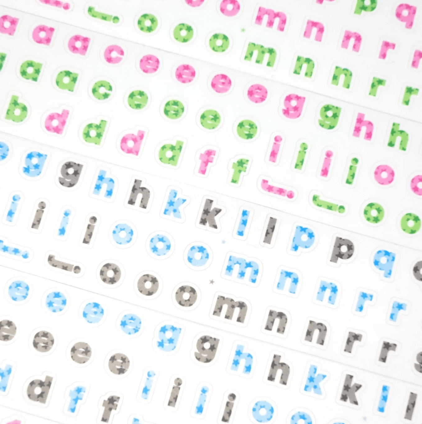 [PT18] Polticker 'Embedded Stars Alphabet' Kisscut Masking Tape (options) - Polticker_PT18S1 - Pink & Green_korean_sticker_stationery
