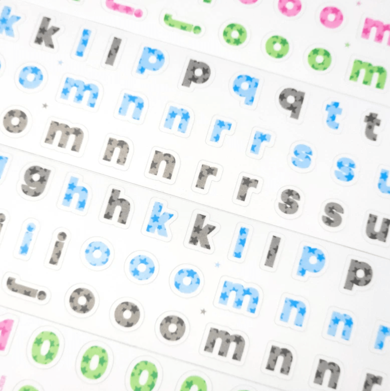 [PT18] Polticker 'Embedded Stars Alphabet' Kisscut Masking Tape (options) - Polticker_PT18S1 - Pink & Green_korean_sticker_stationery