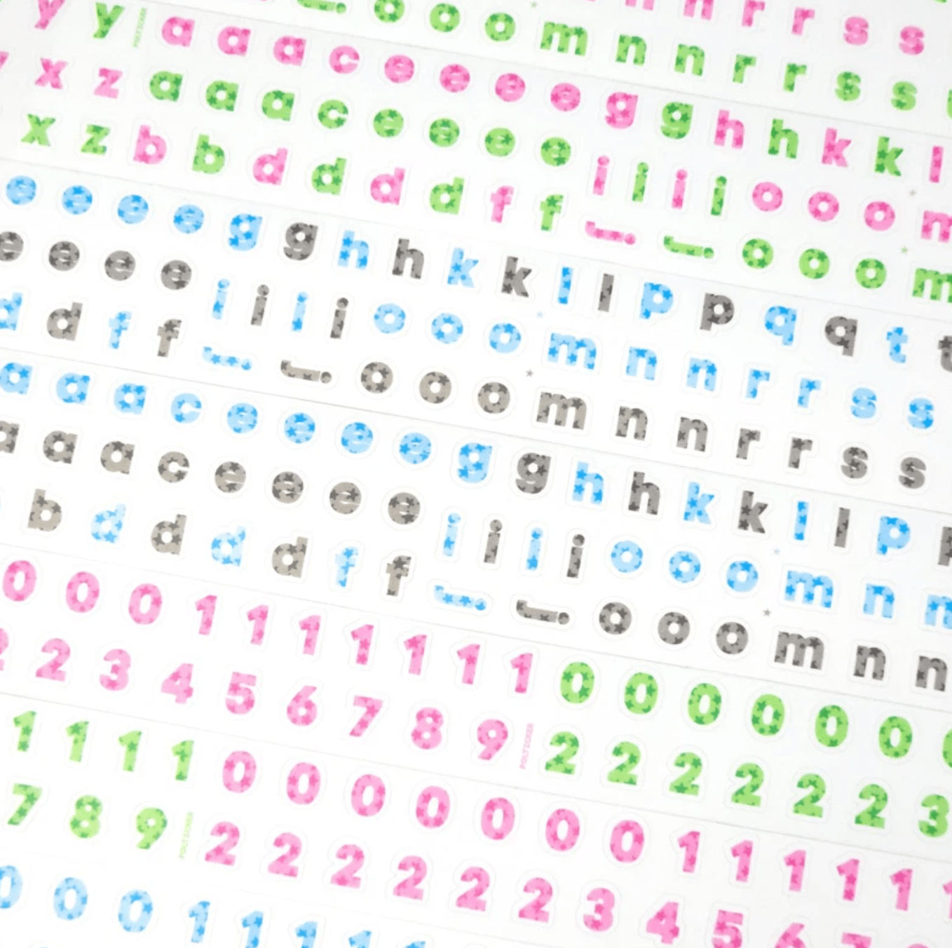 [PT18] Polticker 'Embedded Stars Alphabet' Kisscut Masking Tape (options) - Polticker_PT18S1 - Pink & Green_korean_sticker_stationery