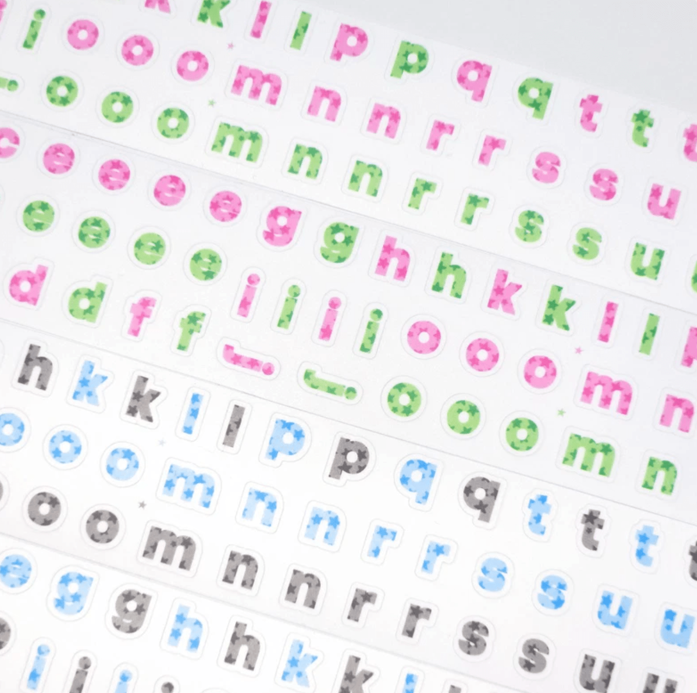 [PT18] Polticker 'Embedded Stars Alphabet' Kisscut Masking Tape (options) - Polticker_PT18S1 - Pink & Green_korean_sticker_stationery