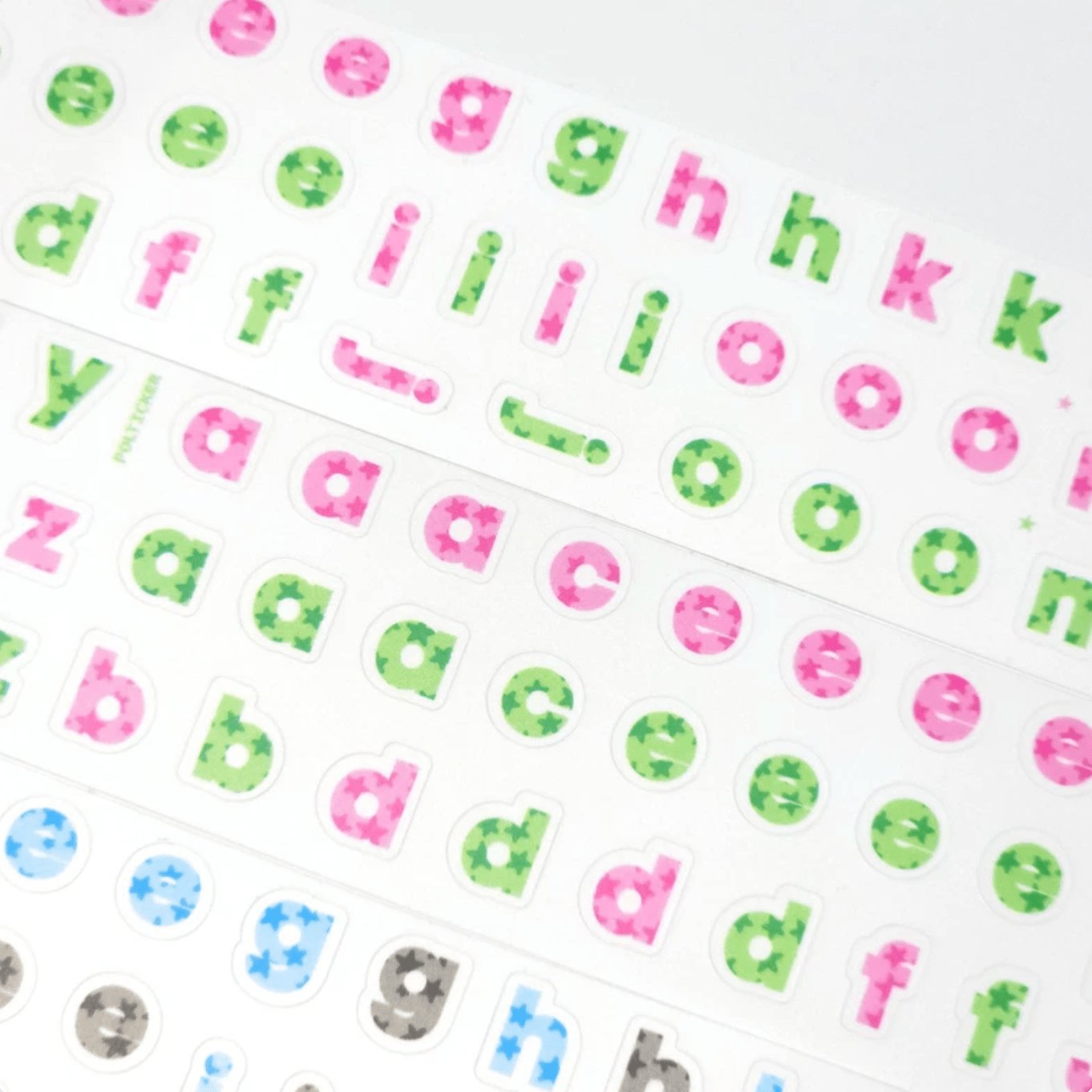 [PT18] Polticker 'Embedded Stars Alphabet' Kisscut Masking Tape (options) - Polticker_PT18S1 - Pink & Green_korean_sticker_stationery