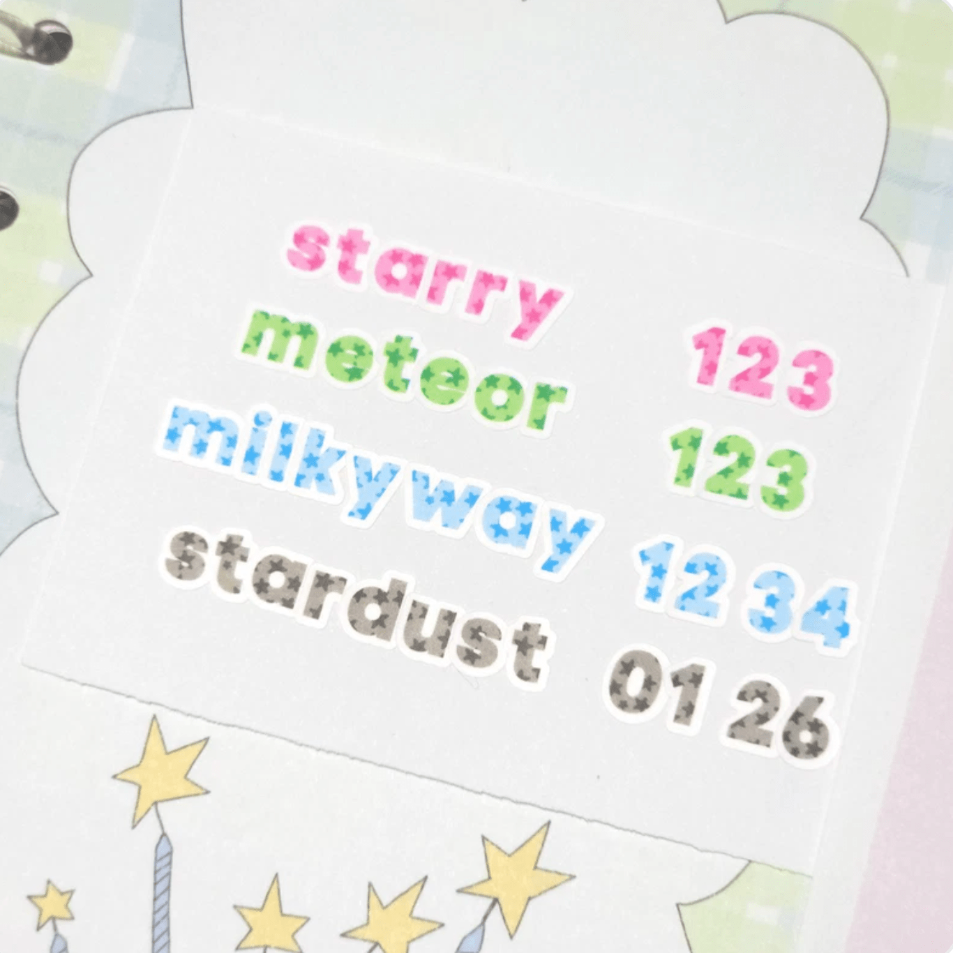 [PT18] Polticker 'Embedded Stars Alphabet' Kisscut Masking Tape (options) - Polticker_PT18S1 - Pink & Green_korean_sticker_stationery