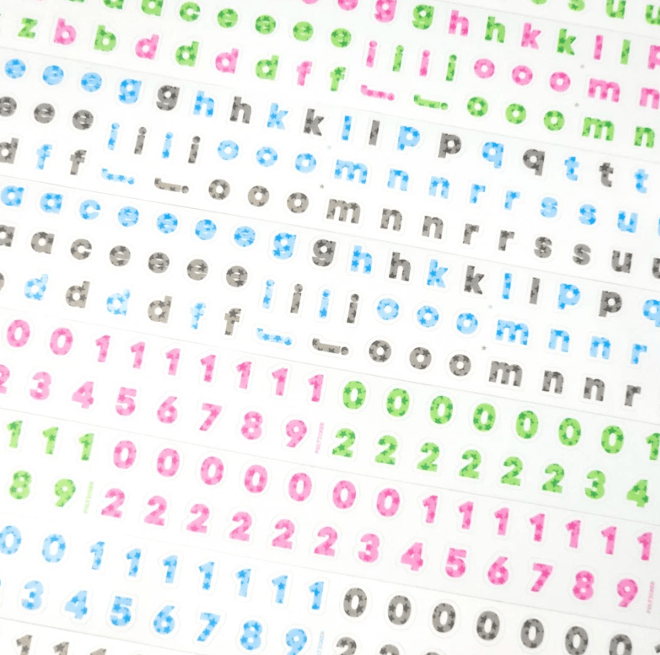 [PT18] Polticker 'Embedded Stars Alphabet' Kisscut Masking Tape (options) - Polticker_PT18S1 - Pink & Green_korean_sticker_stationery