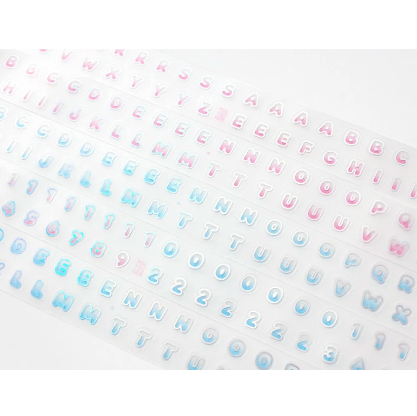 [PT21] Polticker 'Rounded Outline Alphabet' Hologram Kisscut Masking Tape (options) - Polticker_PT21S1 - Pink_korean_sticker_stationery