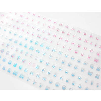 [PT21] Polticker 'Rounded Outline Alphabet' Hologram Kisscut Masking Tape (options) - Polticker_PT21S1 - Pink_korean_sticker_stationery