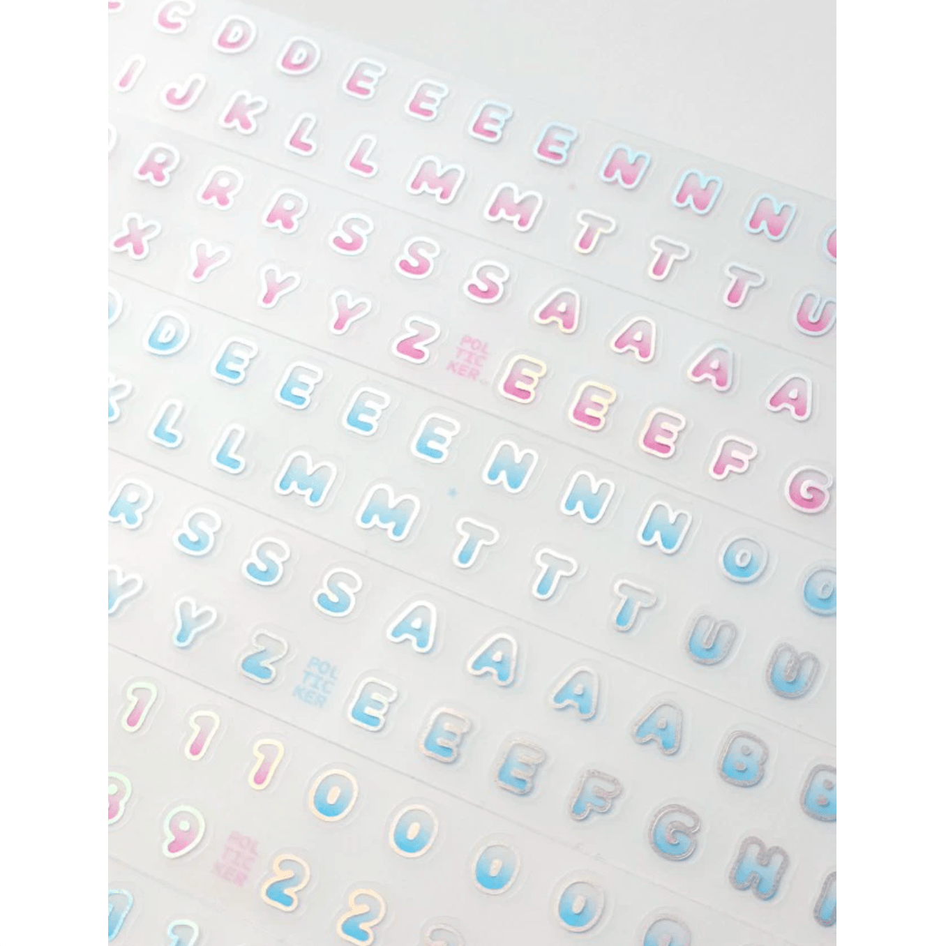 [PT21] Polticker 'Rounded Outline Alphabet' Hologram Kisscut Masking Tape (options) - Polticker_PT21S1 - Pink_korean_sticker_stationery