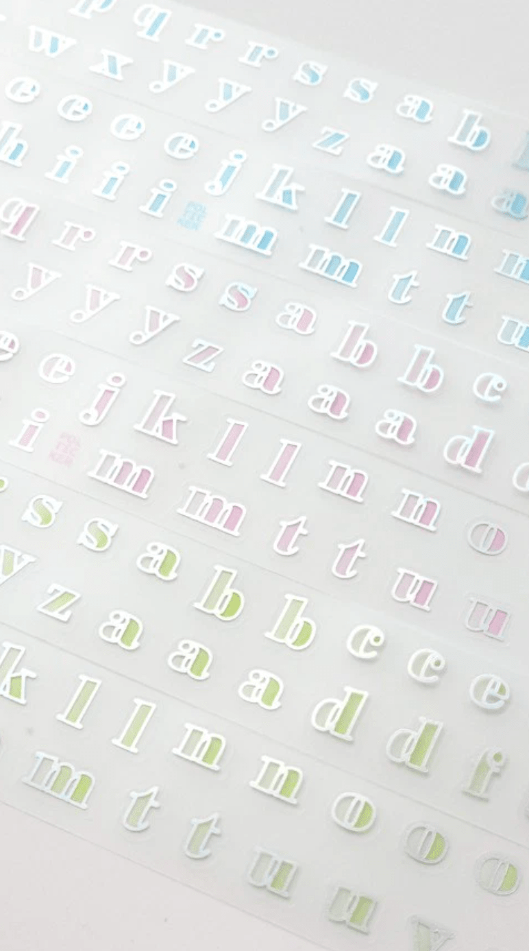 [PT22] Polticker 'Outline Alphabet' Hologram Kisscut Masking Tape (options) - Polticker_PT22S1 - Pink_korean_sticker_stationery