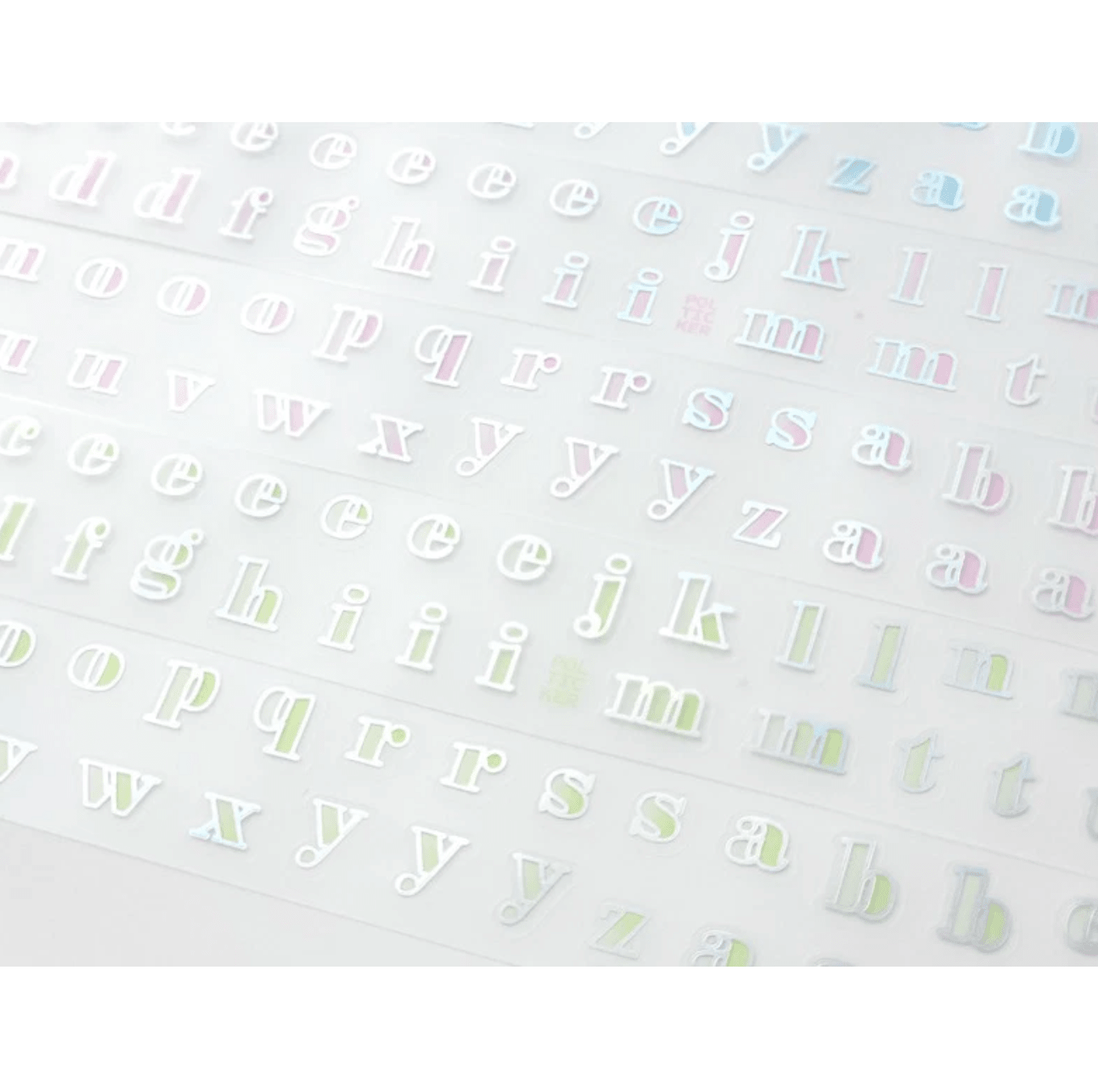 [PT22] Polticker 'Outline Alphabet' Hologram Kisscut Masking Tape (options) - Polticker_PT22S1 - Pink_korean_sticker_stationery