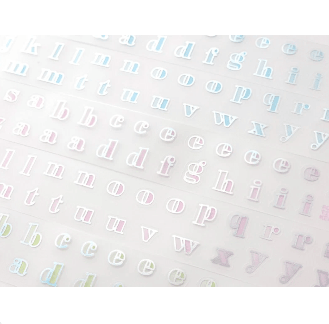 [PT22] Polticker 'Outline Alphabet' Hologram Kisscut Masking Tape (options) - Polticker_PT22S1 - Pink_korean_sticker_stationery