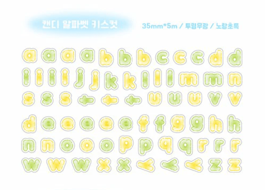 [PT26] Polticker 'Candy Alphabet' Kisscut Masking Tape (options) - Polticker_PT26S1 - Pink & Blue_korean_sticker_stationery