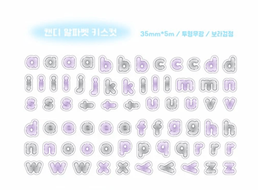 [PT26] Polticker 'Candy Alphabet' Kisscut Masking Tape (options) - Polticker_PT26S1 - Pink & Blue_korean_sticker_stationery