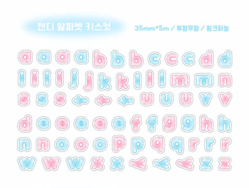 [PT26] Polticker 'Candy Alphabet' Kisscut Masking Tape (options) - Polticker_PT26S1 - Pink & Blue_korean_sticker_stationery