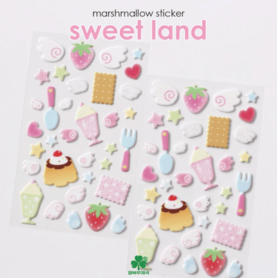 [PT28] Polticker 'Happiness Post Office Collaboration' Marshmallow Sticker Sheets (options) - Polticker_PT28S1 - Sweet Land_korean_sticker_stationery
