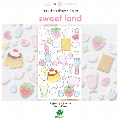 [PT28] Polticker 'Happiness Post Office Collaboration' Marshmallow Sticker Sheets (options) - Polticker_PT28S1 - Sweet Land_korean_sticker_stationery