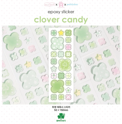 [PT29] Polticker 'Happiness Post Office Collaboration' Epoxy Sticker Sheets (options) - Polticker_PT29S1 - Clover_korean_sticker_stationery