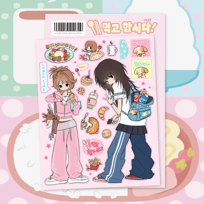 [RC01] NEW Rico Maru 'Let's Eat' Sticker Sheet -Rico Maru__korean_sticker_stationery