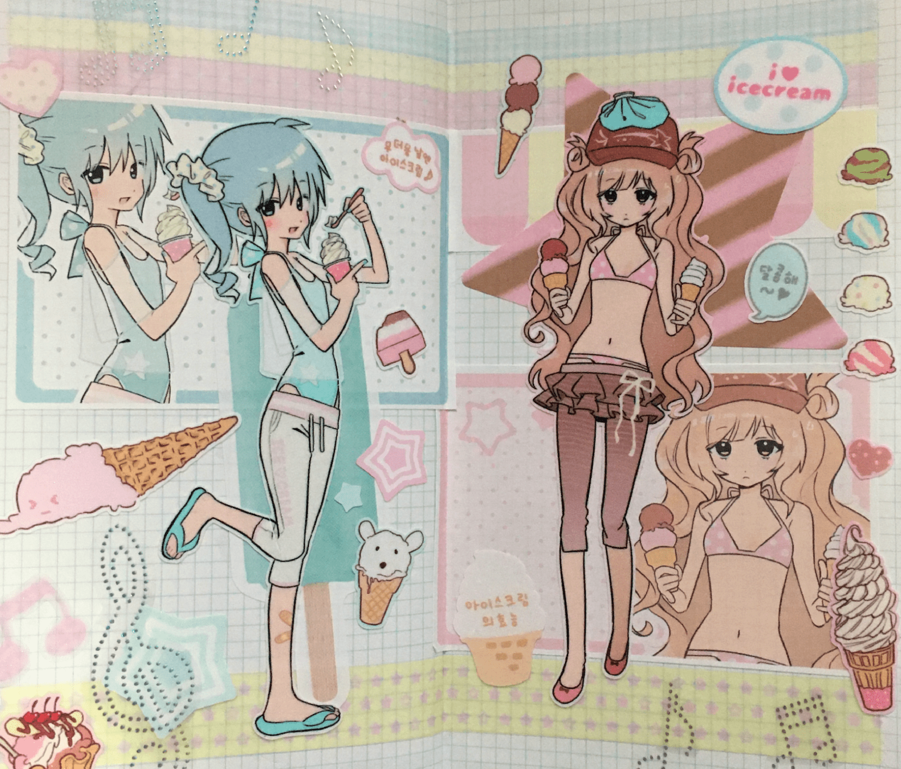[RC02] NEW Rico Maru 'WA! Ice Cream' Sticker Sheet -Rico Maru__korean_sticker_stationery