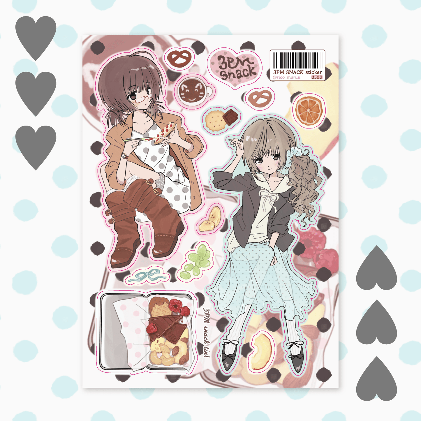 [RC03] NEW Rico Maru '3PM Snack' Sticker Sheet -Rico Maru__korean_sticker_stationery